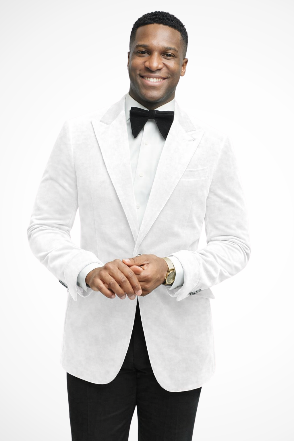 Men's velvet blazer with peak lapels and button front