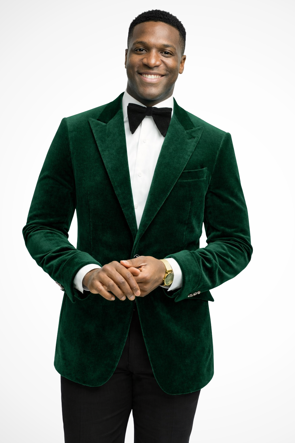 Men's velvet blazer with peak lapels and button front