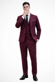 Men's slim fit three-piece suit with notch lapel jacket