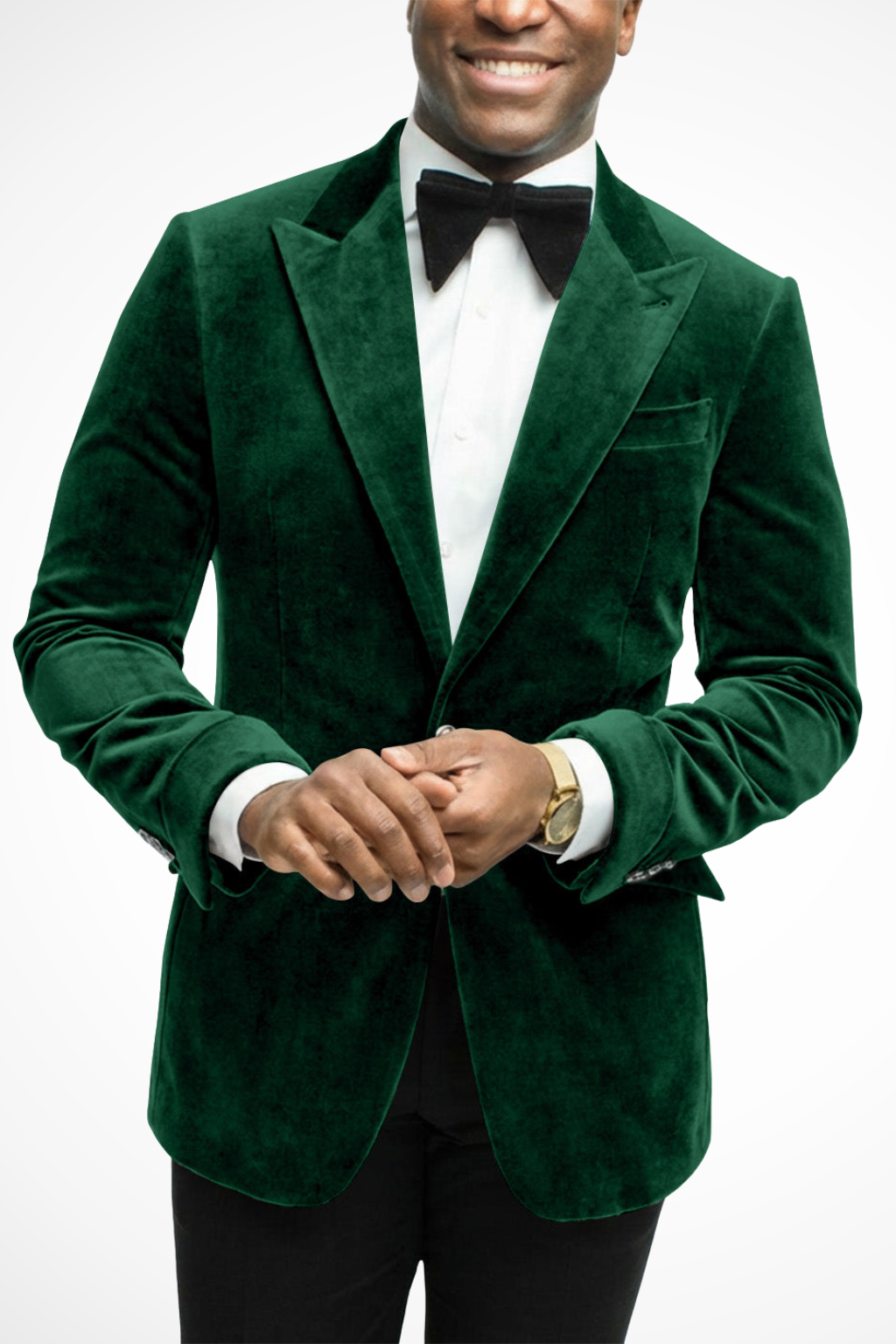 Men's velvet blazer with peak lapels and button front