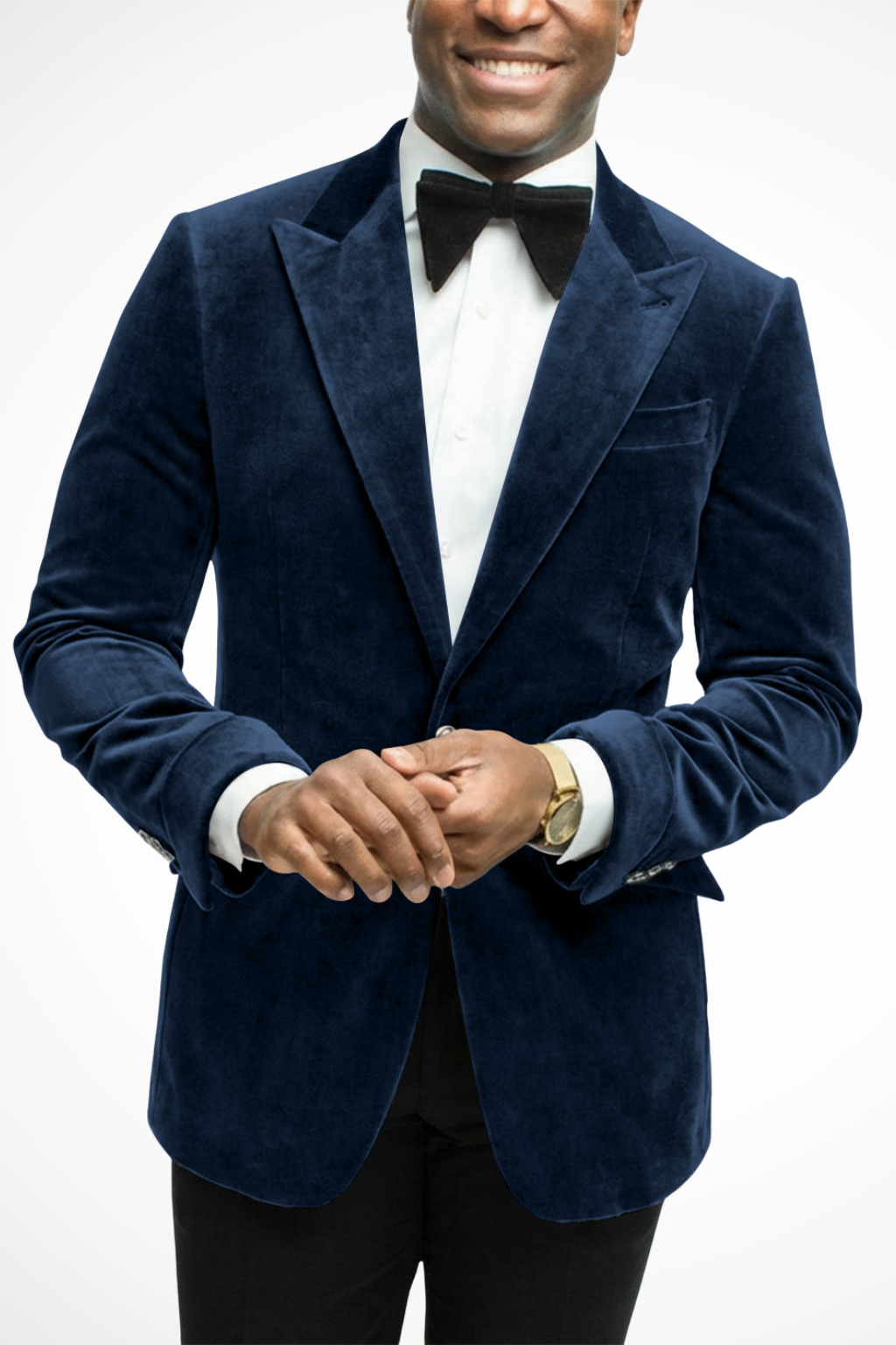 Men's velvet blazer with peak lapels and button front