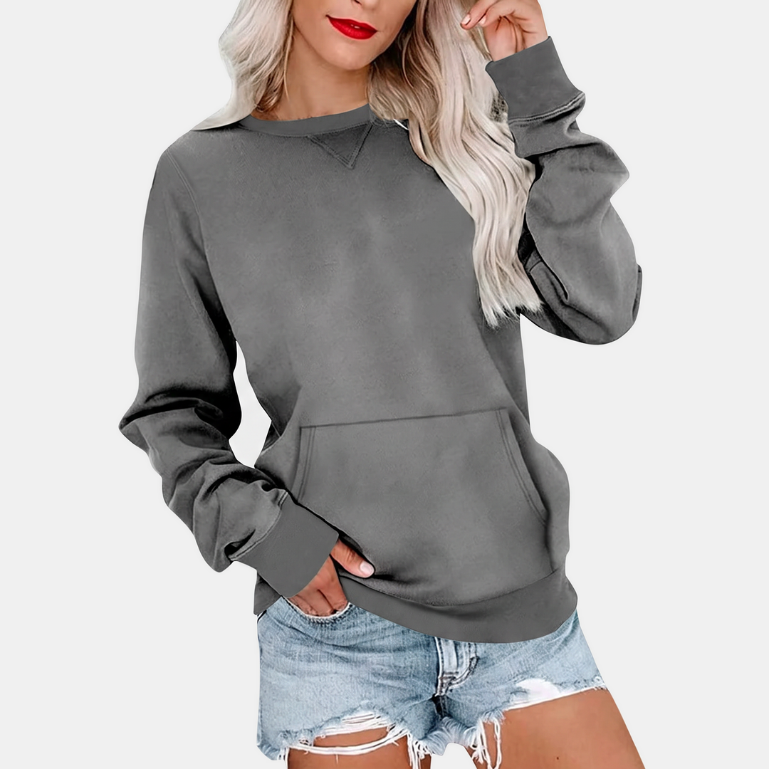 Women's oversized crew neck sweatshirt with kangaroo pocket