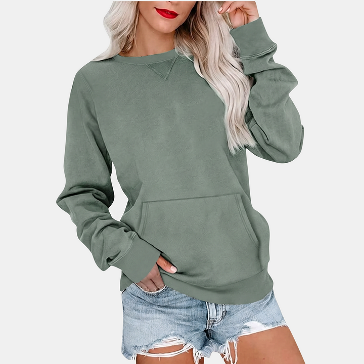 Women's oversized crew neck sweatshirt with kangaroo pocket