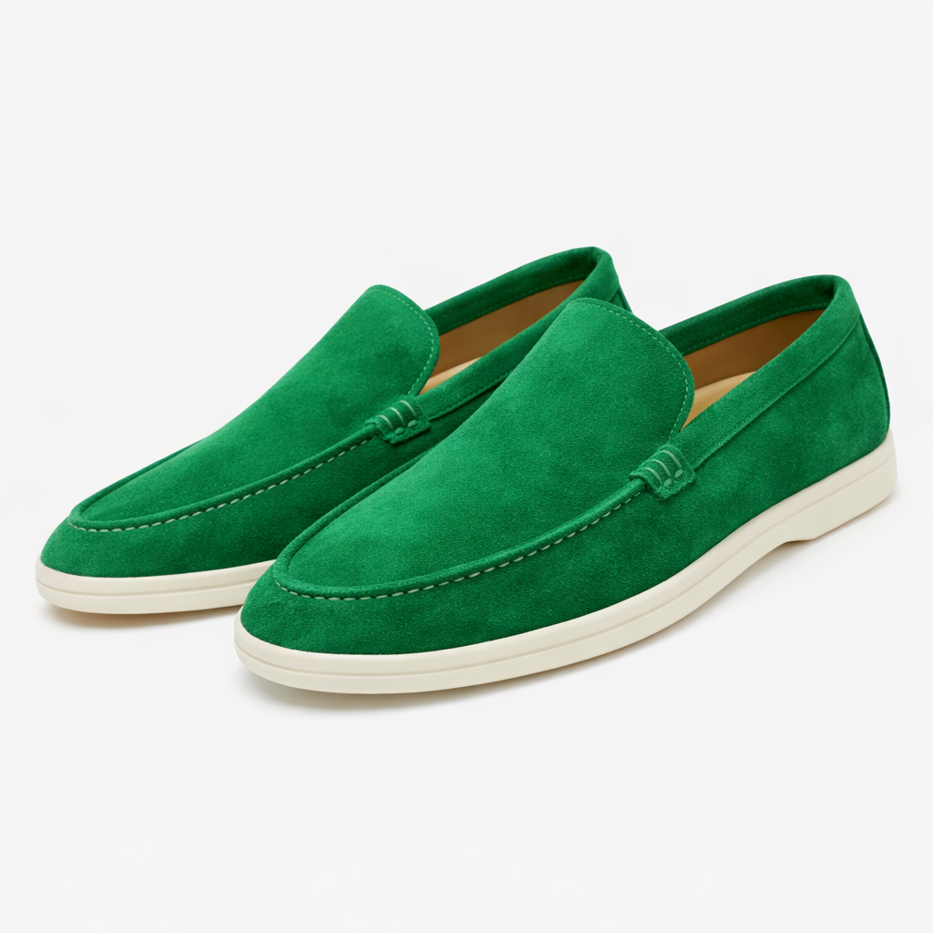 Moc-toe slip-on loafers with light soles