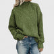 Women's high neck cable knit sweater with long sleeves