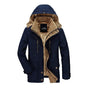 Men's hooded parka jacket with multiple pockets and zip front