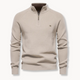Men's ribbed knit half-zip sweater with mock neck