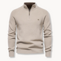 Men's ribbed knit half-zip sweater with mock neck