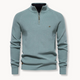 Men's ribbed knit half-zip sweater with mock neck