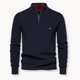Men's ribbed knit half-zip sweater with mock neck