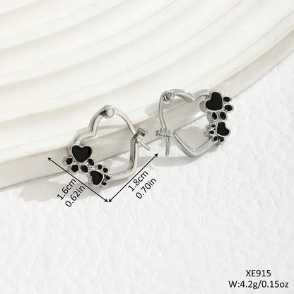 Harlow Heart Paw Huggie Earrings for Women 2