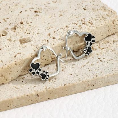 Harlow Heart Paw Huggie Earrings for Women 3