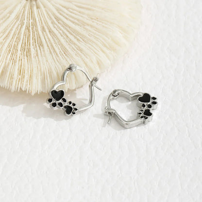 Harlow Heart Paw Huggie Earrings for Women 4