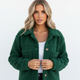 Women's textured sherpa jacket with shirt collar, button front and flap pockets