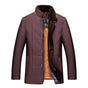 Men's quilted jacket with stand collar, long sleeves and front pockets