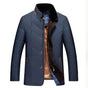 Men's quilted jacket with stand collar, long sleeves and front pockets