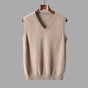 Men's sleeveless V-neck sweater vest with ribbed trim