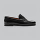 Men's penny loafers shown in black and dark brown