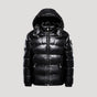 Men's quilted hooded puffer jacket with zip front and pockets