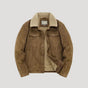 Men's textured jacket with shearling-style collar, button front and flap chest pockets