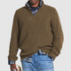 Men's ribbed half-zip sweater with mock neck and long sleeves