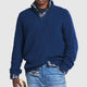 Men's ribbed half-zip sweater with mock neck and long sleeves
