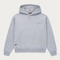 Gray pullover hoodie with hood, long sleeves and front kangaroo pocket