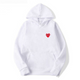 Women's hooded sweatshirt with small heart chest motif and kangaroo pocket