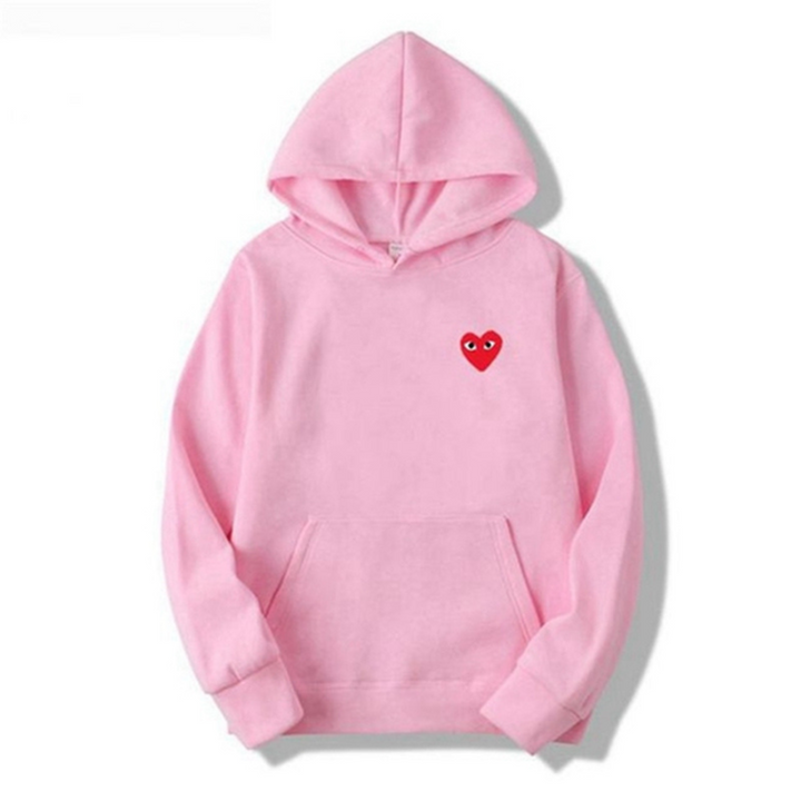 Women's hooded sweatshirt with small heart chest motif and kangaroo pocket