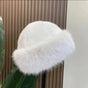 Women's winter hat with a rounded brim and fuzzy finish