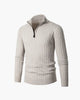 Ribbed high-collar half-zip sweater with long sleeves