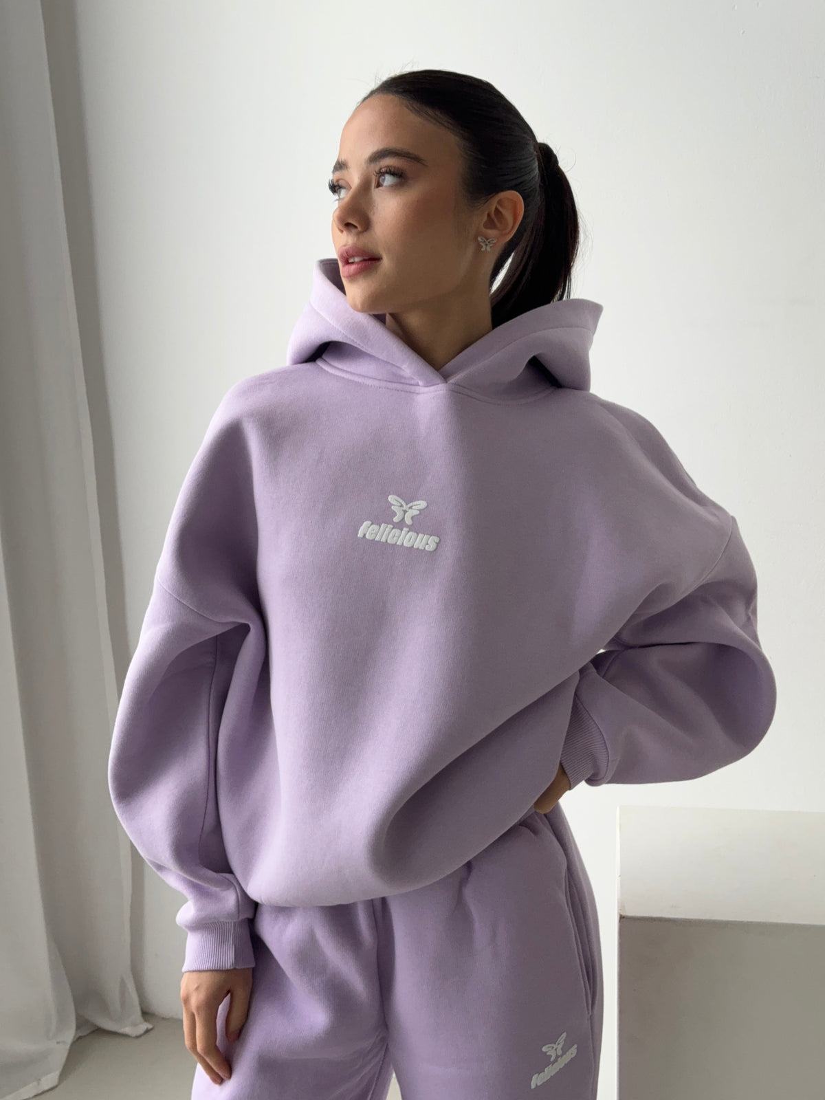Sweat à capuche à logo lavande femme, col capuche, manches longues