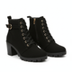 Women's lace-up ankle boots with block heel, buckle and side zipper