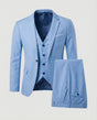 Men's three-piece suit set with notched-lapel jacket, waistcoat and trousers