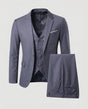 Men's three-piece suit set with notched-lapel jacket, waistcoat and trousers