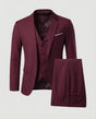 Men's three-piece suit set with notched-lapel jacket, waistcoat and trousers