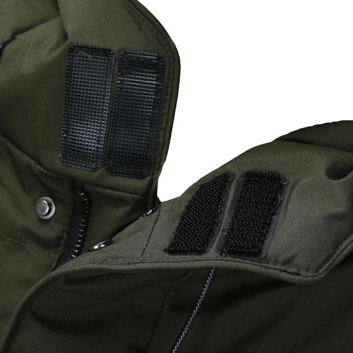 Men's long hooded puffer coat with front pockets