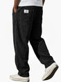 Men's wide leg ribbed corduroy pants with elastic waist and side pockets