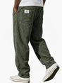 Men's wide leg ribbed corduroy pants with elastic waist and side pockets