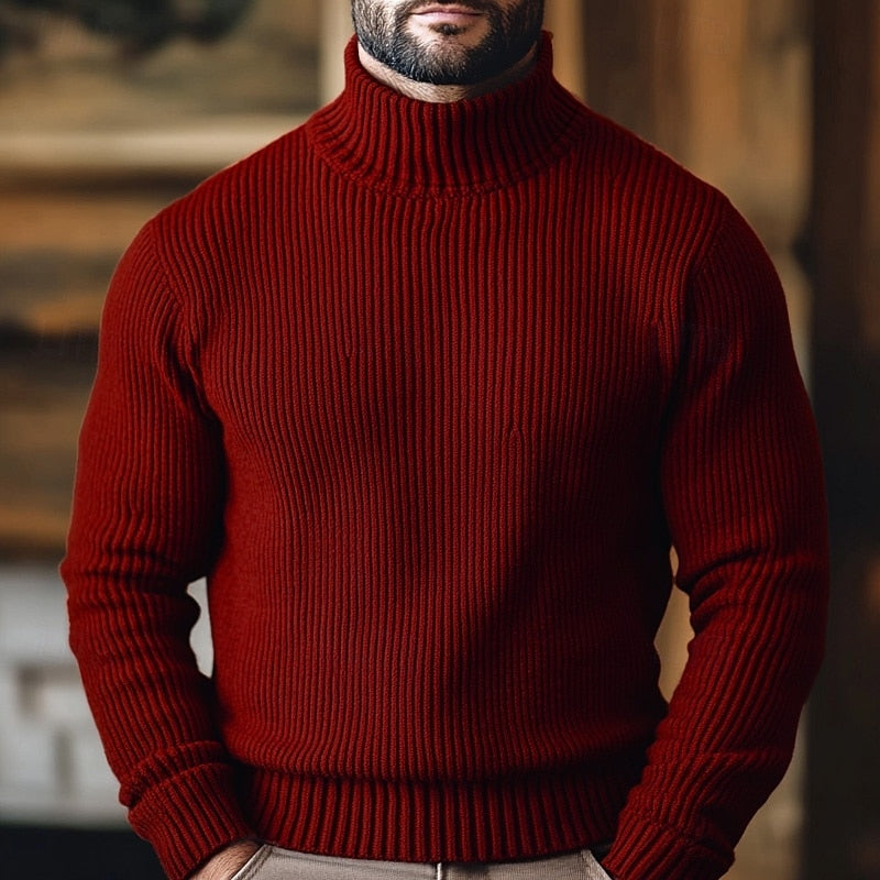 Men's long-sleeve ribbed turtleneck jumper