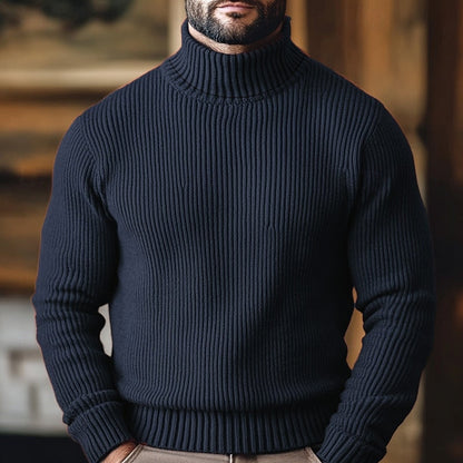Men's long-sleeve ribbed turtleneck jumper