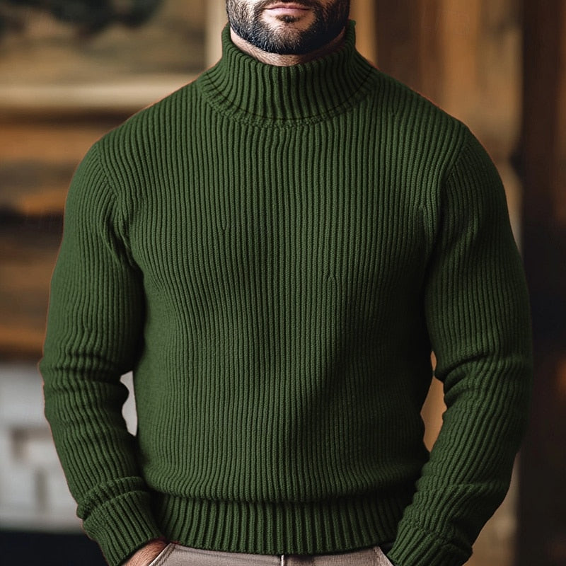 Men's long-sleeve ribbed turtleneck jumper