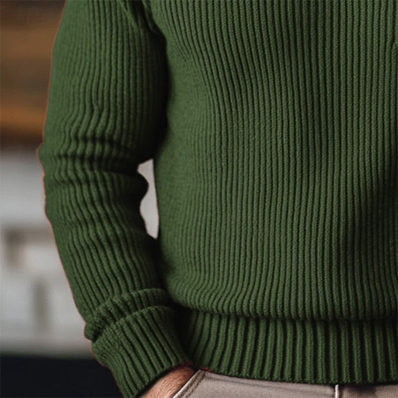 Men's long-sleeve ribbed turtleneck jumper