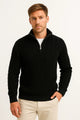 Men's cable knit half zip sweater with funnel neck
