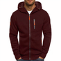 Men's hooded zip-up jacket with long sleeves and multiple zip pockets