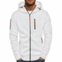 Men's hooded zip-up jacket with long sleeves and multiple zip pockets