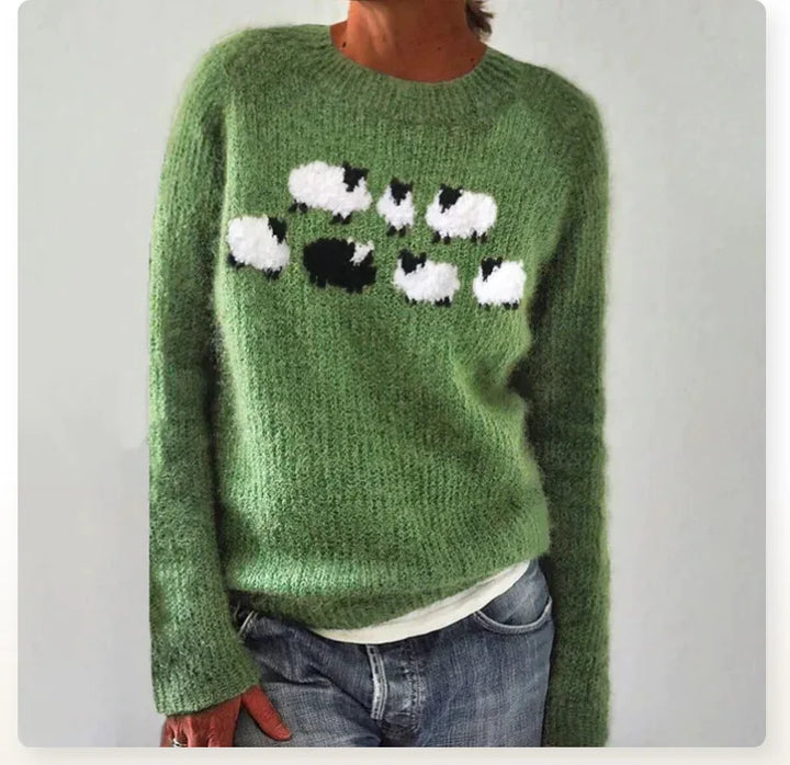 Women's grey Fair Isle pattern sweater with long sleeves