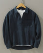 Men's long sleeve popover shirt with collar, button placket and chest pocket