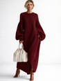 Women's oversized knit maxi sweater dress with crew neck and long sleeves