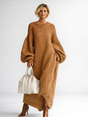 Women's oversized knit maxi sweater dress with crew neck and long sleeves